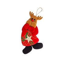 Picture of DZ Cute Soft Touch Christmas Reindeer Decoration,Home Christmas Tree Ornaments, Xmas Hanging Plush Decorations Holiday Party Santa, Snowman, Reindeer Pack Of 5Pcs