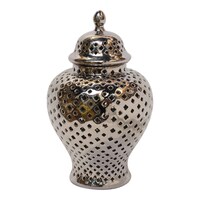 Picture of Decorative Ceramic Flower Vase with Silver Finish