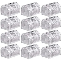 Picture of FUFU Plastic Treasure Chest Gift Boxes, Silver, Pack of 12