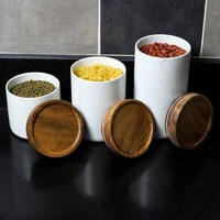 Picture of Yatai Porcelain Storage Jars with Acacia Wood Lids & Silicone Ring 