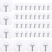 Picture of Shappy Adhesive Wall Hooks for Kitchen, Transparent, Pack of 40 Pcs