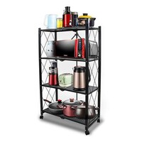 Picture of Wj 4-Tire Kitchen Microwave Racks for Kitchen, Black