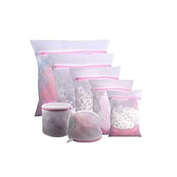 Picture of Mesh Laundry Bags for Delicates with Zipper, White, Pack of 7 Pcs