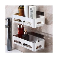 Picture of Adhesive Bathroom Wall Mount Storage Organizer, White