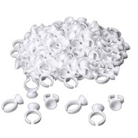Picture of INFILILA Disposable Makeup Glue Holder Rings, White, 300Pcs