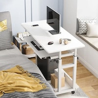 Picture of JJONE Multipurpose Adjustable Height Laptop Table, Warm White, 45x80cm
