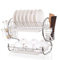 Picture of S-Shaped 2 Tier Stainless Steel Dish Drying Rack, Silver