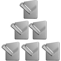 Picture of Jewjio Stainless Steel Heavy Duty Adhesive Wall Hooks Hangers, Set of 6pcs