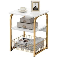 Picture of Jjone Rectangle 2-Tier Cocktail Tea Table with Storage Shelf