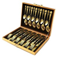 Picture of Ogori Forged Stainless Steel Polished Flatware Set, Gold, 24 Pcs