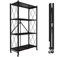 Picture of Takako - 4 Tier Foldable Storage Shelf with Wheels, Black