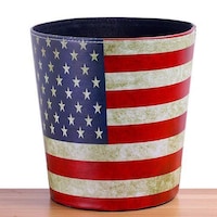 Picture of DreamsEden Vintage American Flag Themed Leather Trash Bin, Multicolour, 10.7L