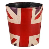 Picture of GARNECK Vintage The United Kingdom Flag Themed Leather Trash Bin, Multicolour, 10.7L