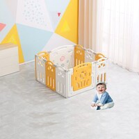 Picture of 10 Panel Foldable Baby Playpen Yard - Yellow & White