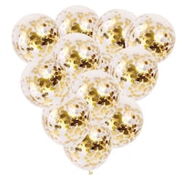 Picture of Giant Metallic Confetti Latex Party Balloons, Clear and Gold, 12inch