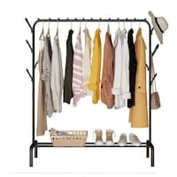 Picture of U-Hoome Single Tier Clothes Drying Rack with Hangers, Black