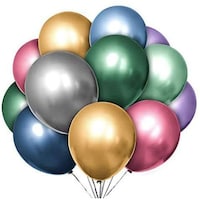 Picture of TORIX Metallic Chrome Latex Balloon for Birthday Decoration, 12inch, 50Pcs