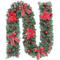 Picture of YDC Christmas Decorations Wreaths & Garlands, 2.7M, Green & Red