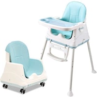 Picture of Jjone Safe Baby Feeding Chair with Wheels and Meal Tray, Blue