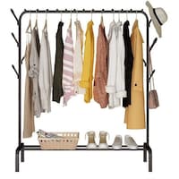 Picture of Showay Clothes Hanger Stand with Branch Hook and Bottom Storage, 110cm