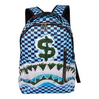Picture of Yu Chen Dollar Checked Design Adjustable Strap Backpack - Light Blue