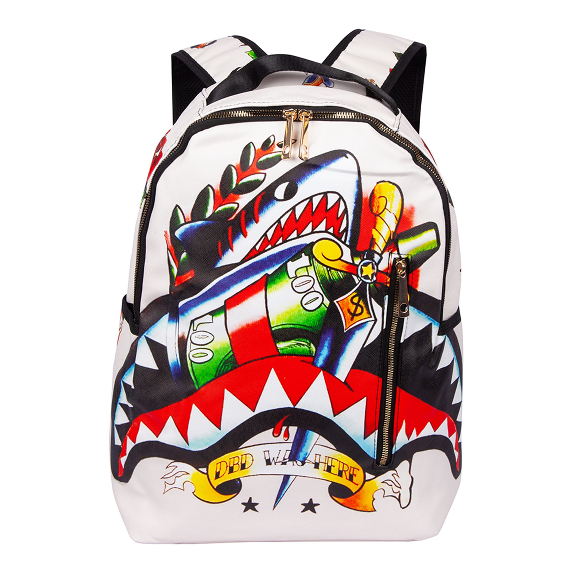 Shop Yu Chen Multi Design Adjustable Strap Backpack - White