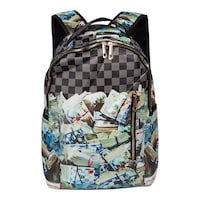 Picture of Yu Chen Money Checked Design Adjustable Strap Backpack - Multicolour
