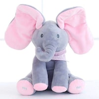 Picture of Peek-a-boo Elephant Animated Talking Singing Stuffed Plush Toy, Grey