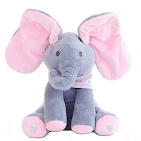 Picture of Peek-a-boo Elephant Animated Talking Singing Stuffed Plush Toy, Grey