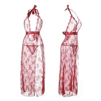 Picture of Bichuen V-Neck Lace Transparent Negligees Sleeveless for Women's, Red