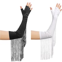 Picture of Satinior Halloween Vintage Elbow Long Opera Pageant Gloves, 2 Pairs