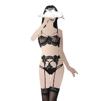 Picture of Aoao Teddy Strap Baby doll Bodysuit With Garter Belts for women