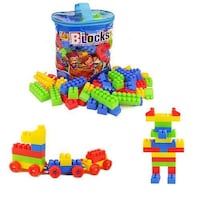Picture of Baby World Plastic Building Blocks with Carry Bag, Set of 100pcs