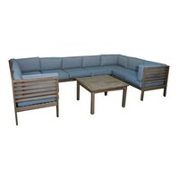Picture of Teak Wood U-Shape Sofa Set with Cushion, Grey