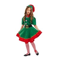 Picture of Boyang Christmas Elf Costume For Girl's - Red & Green