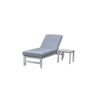 Picture of Creative Living Sun Lounger with Side Table, Grey & White