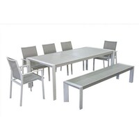 Picture of Creative Living 5 Seater Dining Table with Bench, White
