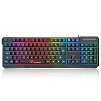 Picture of 104 Gaming Esport USB Wired Keyboard 7-Color Backlight Computer Gaming Keyboard USB Powered for Sticker Desktop Laptop