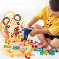 Picture of Jjone Creative Screw Puzzle Repair Tool Box Toy with Drill, Set of 203pcs