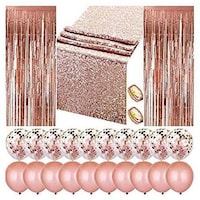 Picture of Party Decoration Door Curtains, Foil Fringe, Balloons Set, Rose Gold