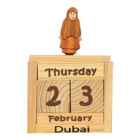 Picture of Ashoka Wooden Calendar With Cute Emirati Women Figure - Brown