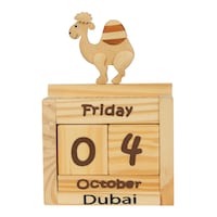 Picture of Ashoka Wooden Calendar With Cute Camel Figure - Brown