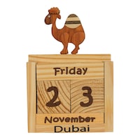 Picture of Ashoka Wooden Calendar With Cute Camel Figure - Beige