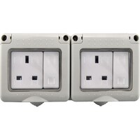 Picture of MODI Waterproof Outdoor IP55 Switch  2 Gang Switch 2 Gang Socket HWD4010