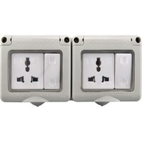 Picture of MODI Waterproof  Outdoor Wall Plug Socket Box and Switchs Box 13A 10A US 2 Gang Switch 2 Gang Socket HWD4012