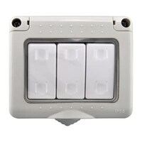 Picture of MODI Waterproof Outdoor IP55  3 Gang 2 Way Switch and Socket Covers 13A 10A triple Socket HWD4008