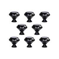 Picture of Ruiao Crystal Cabinet Knobs with Screws, Set of 8pcs, Black & Black
