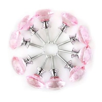 Picture of DyniLao Diamond Shape Crystal Glass 30mm with Screws, Set of 10pcs, Pink