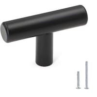Picture of Lontan Stainless Steel Single Hole Modern T Cabinet Knobs, Black 12 PC Set