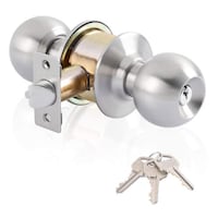 Picture of Rulart Satin Stainless Steel Door Knob with Lock, Entry, Round LOCK (587)